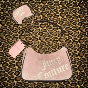 NWT Juicy Couture Dusty Blush Chocolate Better Together Hobo Shoulder Bag + Mini